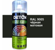 Эмаль DETON акриловая, быстросохнущая, черный, матовый, RAL 9005, аэрозоль 520 мл (DTN-A07265)