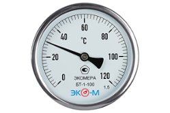 Термометр биметаллический БТ-1-100, 0-120С L=40 ЭКОМЕРА 