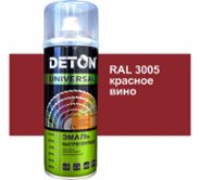 Эмаль DETON акриловая, быстросохнущая, красное вино, RAL 3005, аэрозоль 520 мл (DTN-A07246)