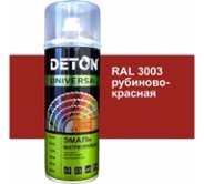 Эмаль DETON акриловая, быстросохнущая, рубиново-красный, RAL 3003, аэрозоль 520 мл (DTN-A07245)