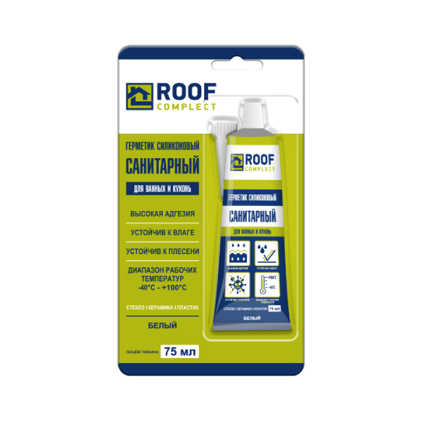 Герметик силикон санитарный прозрачный ROOF COMPLEKT 75мл 429216 Герметик силикон санитарный прозрачный ROOF COMPLEKT 75мл 429216