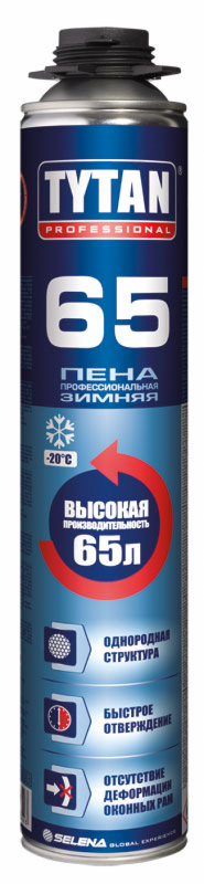 Пена монтажная 65л 750мл профессиональная зимняя (-20) TYTAN 85379 Пена монтажная 65л 750мл профессиональная зимняя (-20) TYTAN 85379