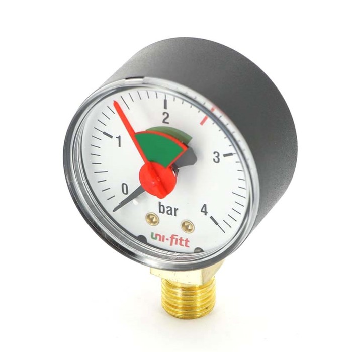 Манометр радиальный 4 бар 1/4" d=50mm UNI-FITT 301P1020 Манометр радиальный 4 бар 1/4" d=50mm UNI-FITT 301P1020