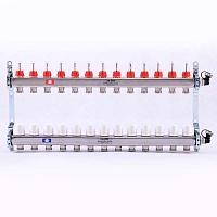 Коллектор 12 выходов х 1х 3/4 EUROKONUS с расходомером из нержавеющей стали UNI-FITT 32415S060512 Коллектор 12 выходов х 1х 3/4 EUROKONUS с расходомером из нержавеющей стали UNI-FITT 32415S060512