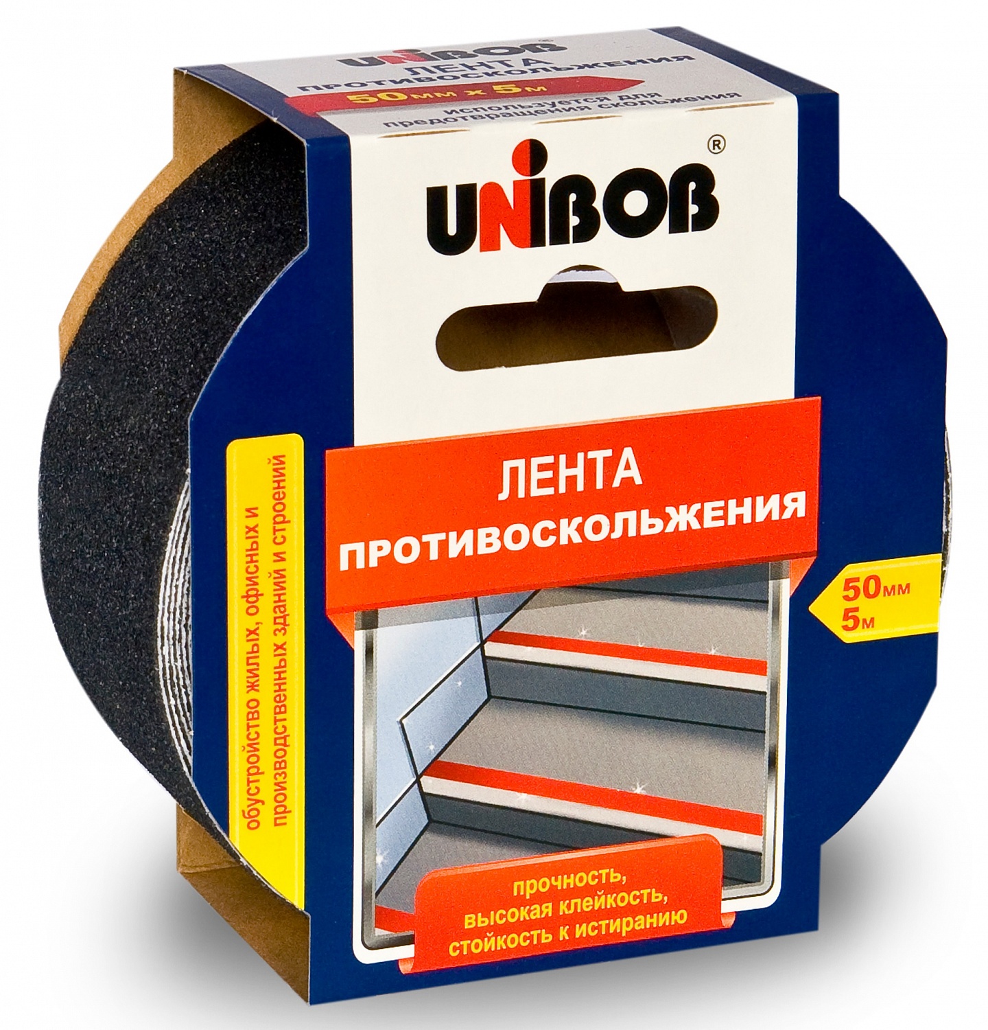 Лента противоскольжения 50мм x 5м черная UNIBOB 39293 Лента противоскольжения 50мм x 5м черная UNIBOB 39293