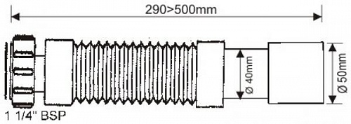 Гофра McALPINE MRMF105S 1 1/4" x Ø40/50 мм длина до 500 мм Гофра McALPINE MRMF105S 1 1/4" x Ø40/50 мм длина до 500 мм