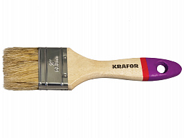 Кисть плоская KRAFOR 0.75"/20мм светлая натуральная щетина 004-0075/49210 Кисть плоская KRAFOR 0.75"/20мм светлая натуральная щетина 004-0075/49210