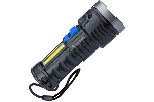 Ручной аккумуляторный фонарь КОСМОС 3Вт LED+3Вт COB, Li-ion 18650 1200mAh, ABS-пластик, индикатор, USB-шнур (584436) Ручной аккумуляторный фонарь КОСМОС 3Вт LED+3Вт COB, Li-ion 18650 1200mAh, ABS-пластик, индикатор, USB-шнур (584436)