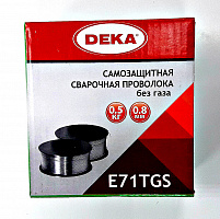 Проволока сварочная DEKA 0,8мм 0,5кг с флюсом E71TGS Проволока сварочная DEKA 0,8мм 0,5кг с флюсом E71TGS