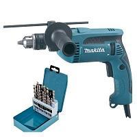 Дрель ударная Makita HP1630KX2 + набор сверл Дрель ударная Makita HP1630KX2 + набор сверл